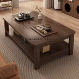 家用方形沙发茶桌中古风茶几小户型客厅家用双层小桌子简易出租屋