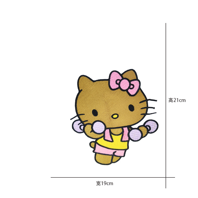 Cartoon al por mayor bordado por computadora kt pegatinas de tela de gato Sanliogou diy pegatinas de parche tejido cesta de ropa adorno accesorios pegatinas