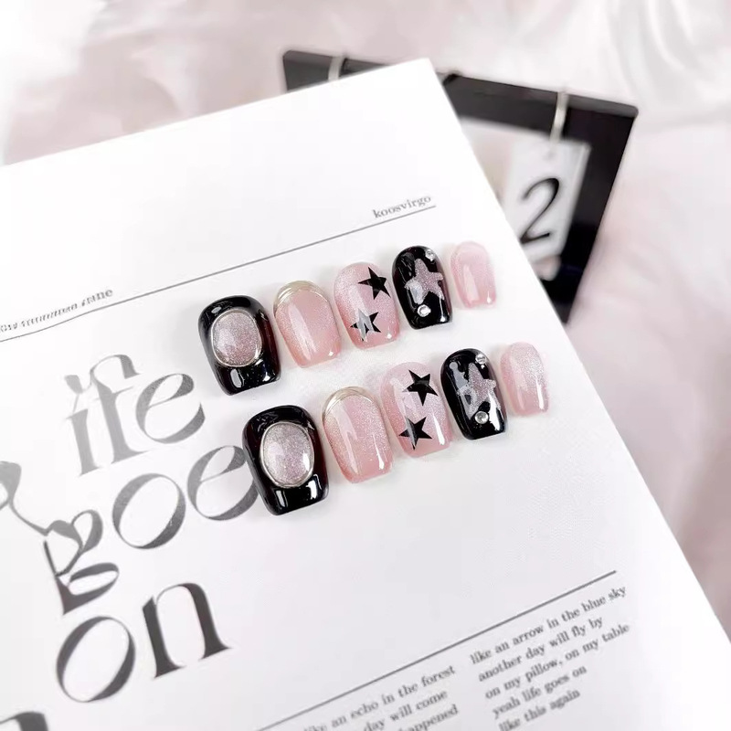 New Handmade Boutique Wear Armor Light Luxury Stone Cat's Eye Nail Art Patch Student Short Fake Nail Removable New Handmade Boutique Wear Armor Light Luxury Stone Cat's Eye Nail Art Patch Student Short Fake Nail Removable