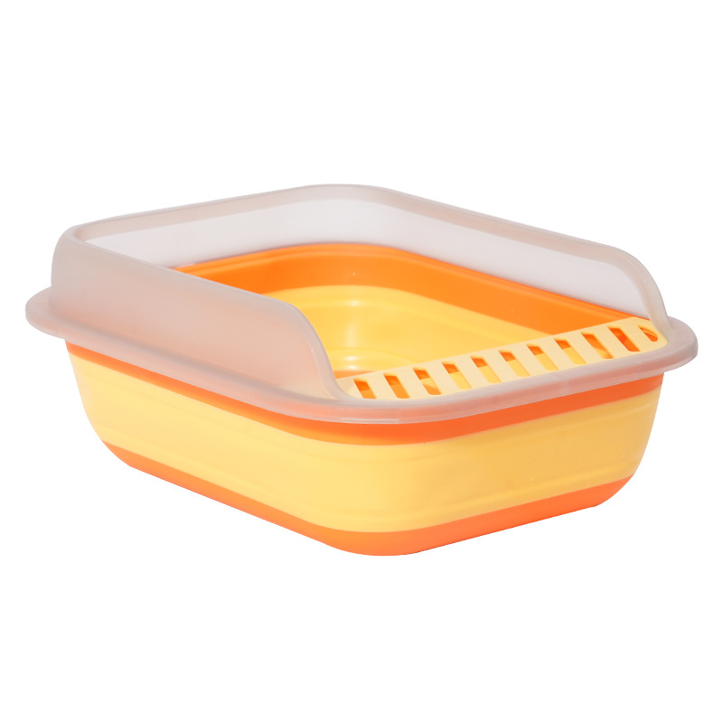 Nuevo tipo de lavabo de arena para gatos semi-cerrado plegable lavabo de arena para gatos super grande anti-salpicaduras de inodoro para gatos productos de limpieza