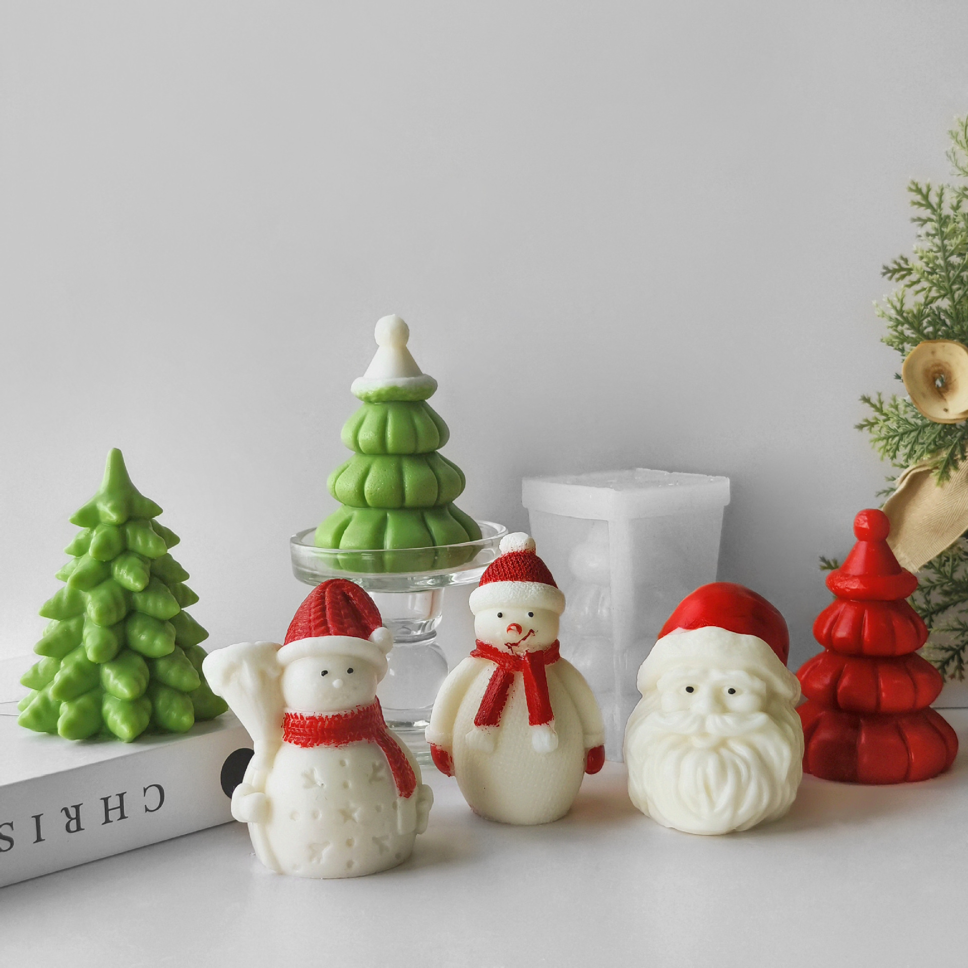 Jiahuimei Santa Claus aromaterapia vela molde de silicona DIY árbol Navidad decoración herramienta abrasiva