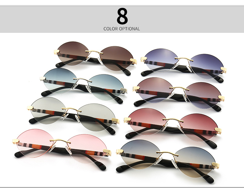 Lady Ins Oval Sunglasses Scottish Print Temple Sunglasses display picture 2