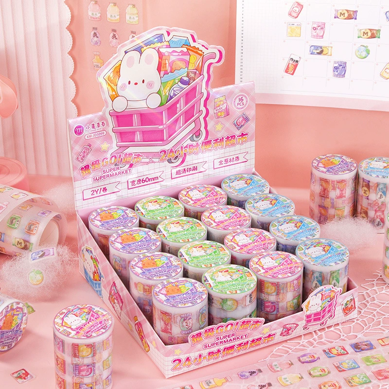 Wheat Youth 24-часовой супермаркет удобства Fun Snack Supermarket Sticker Tape DIY Decoration Material Sticker.
