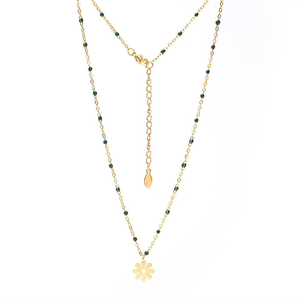 25g Weight Layered Necklaces Classification 1 Piece Quantity Holiday Occasion Stainless Steel Material Flower Pattern Women's Gender Plating Design Vacation Style Vacation Flower Stainless Steel Plating Layered Necklaces 2