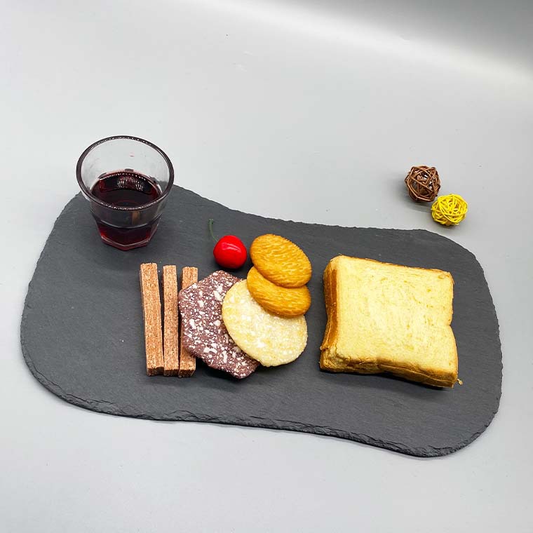 Fábrica al por mayor creativa irregular en forma de ocho pizarra placa grande Hotel Vintage filete placa pizarra mantel individual