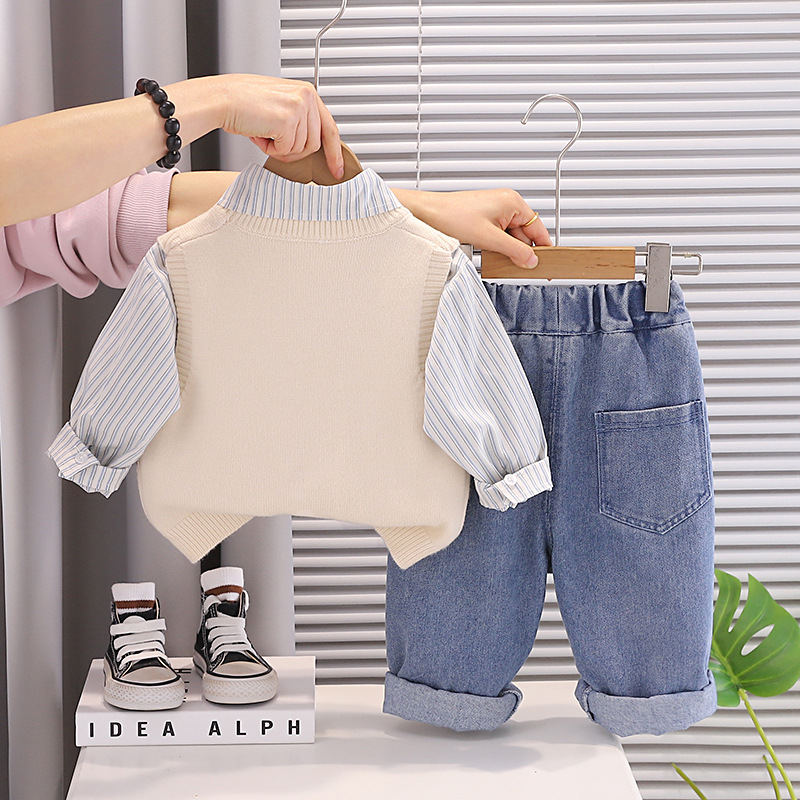 106059819@qq.com Baby Boy And Autumn Outfit 2026 New Fashionable Infant Spring Clothing Casual Elephant Sweater Vest Three-Piece Set_voghion.com