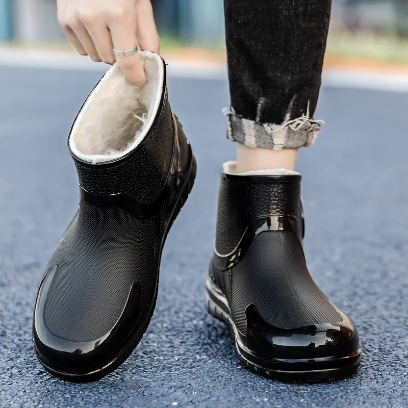 Новая мода водонепроницаемая мужская дождевая обувь короткая кухня работа рыбалка дождь сапоги мойка воды обувь тренд резиновая обувь оптовая продажа