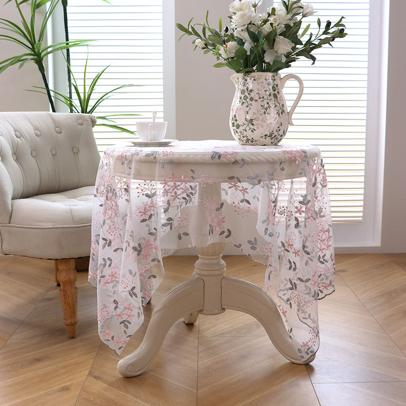 Teal de mesa bordado en color fondo de fotografía props tela tela de mesa tela de malla transparente tela decorativa idílica pequeña fresca