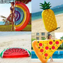 水上充氣半圓西瓜菠蘿彩虹披薩仙人掌浮排浮床游泳圈漂浮氣墊玩具