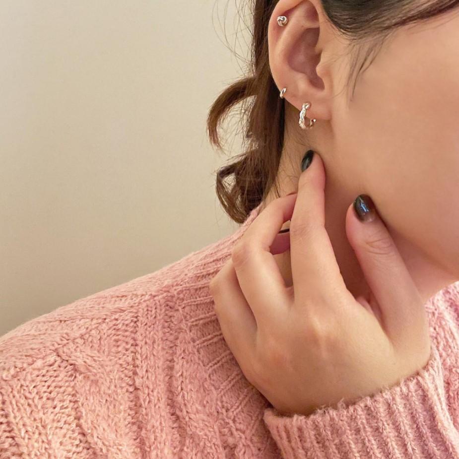 Daily Occasion 1 Pair 925 Sterling Silver Zircon Twist Earrings