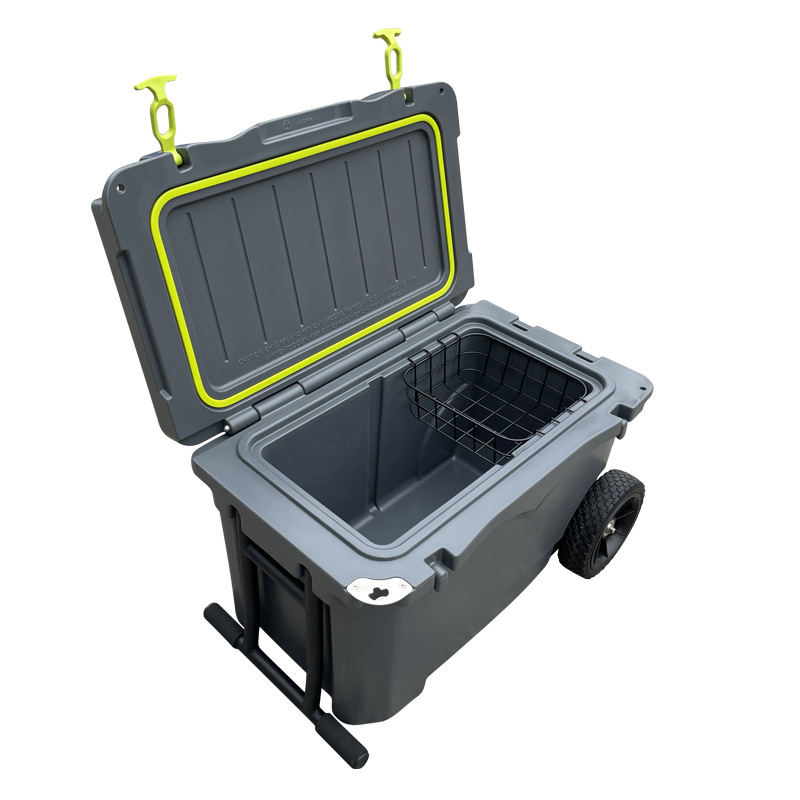 Guangdong rotacional fábrica de incubadora de plástico al por mayor 48 L camping picnic Carro con ruedas de empuje de la mano incubadora de plástico al aire libre