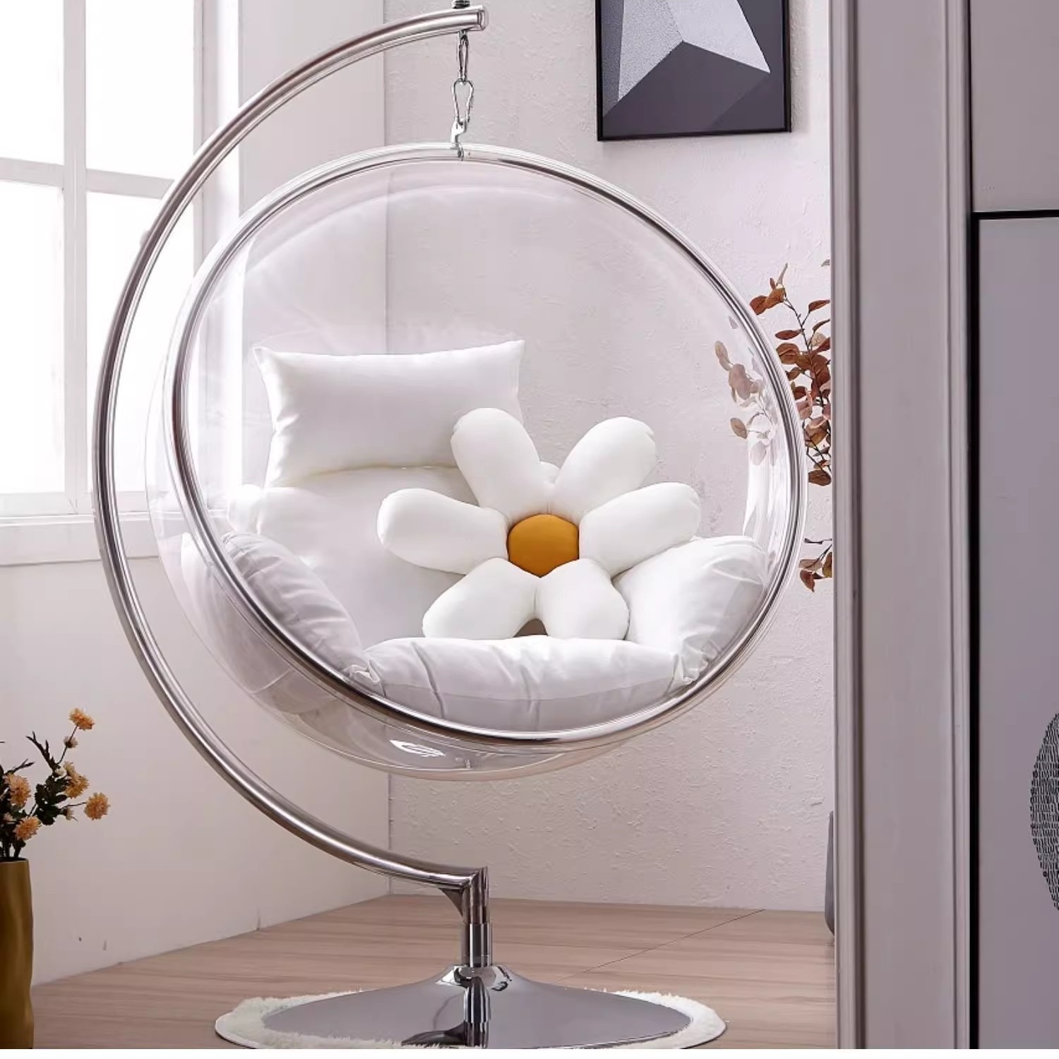 Fábrica directa silla colgante colgante silla de burbujas interior al aire libre chatarra silla colgante roja acrílica balcón nórdico image 13