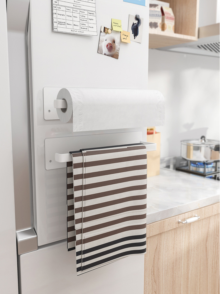 Refrigerator magnet paper towel holder kitchen storage magnetic towel rack plastic wrap holder roll paper holder Amazon best seller