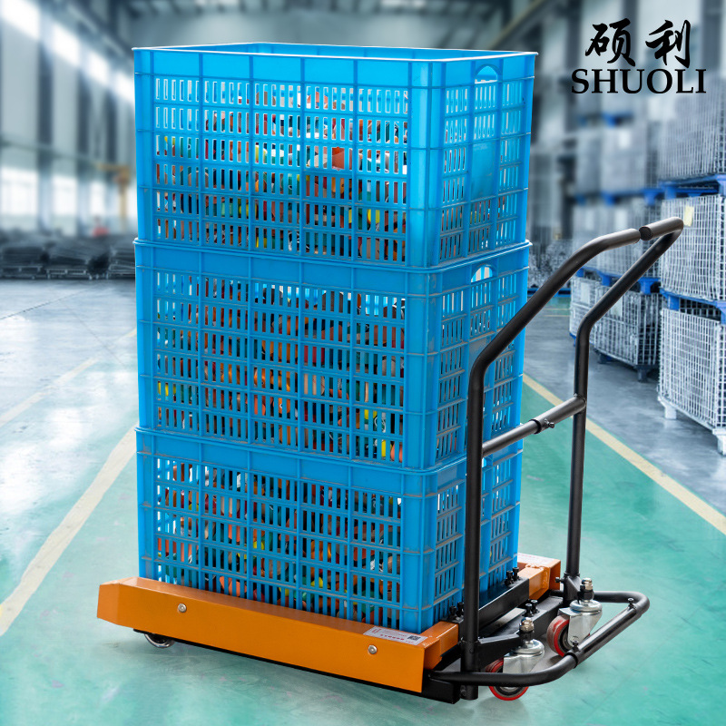 塑料筐周转箱搬运车脚踏手动叉车工具车拉货铲车小推车四轮