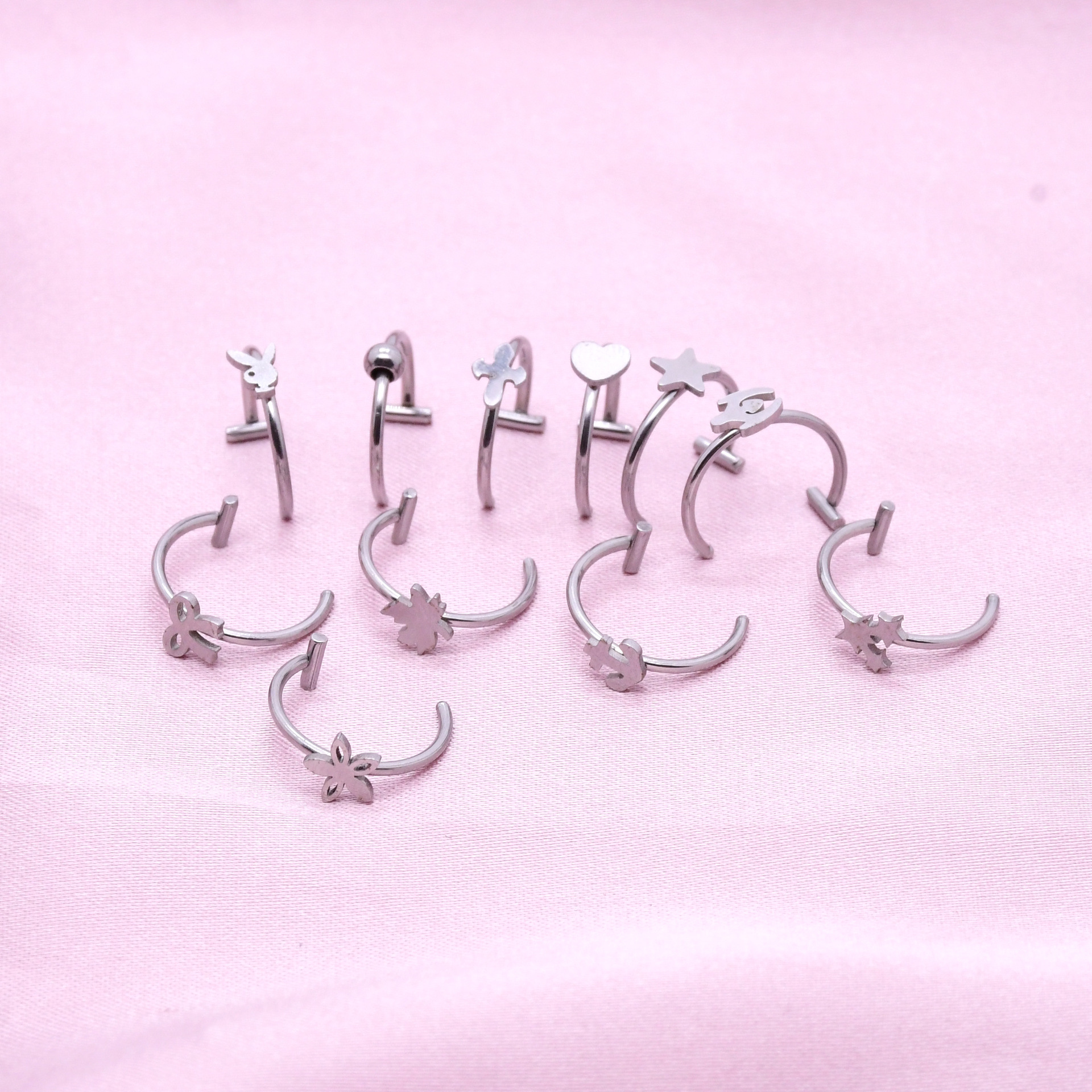 New crossbar nose ring, cross buckle ring, seamless ring, hot girl niche ins lip ring, piercing jewelry wholesale