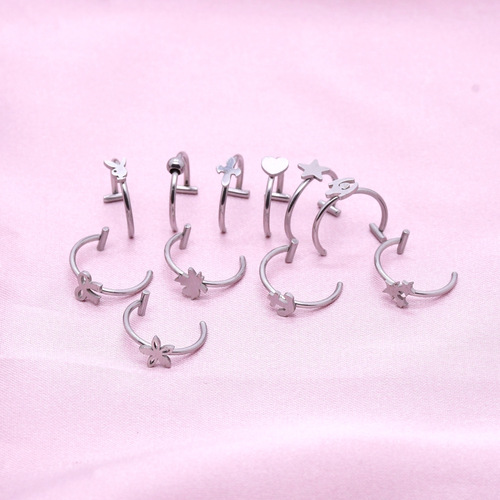 New crossbar nose ring, cross buckle ring, seamless ring, hot girl niche ins lip ring, piercing jewelry wholesale