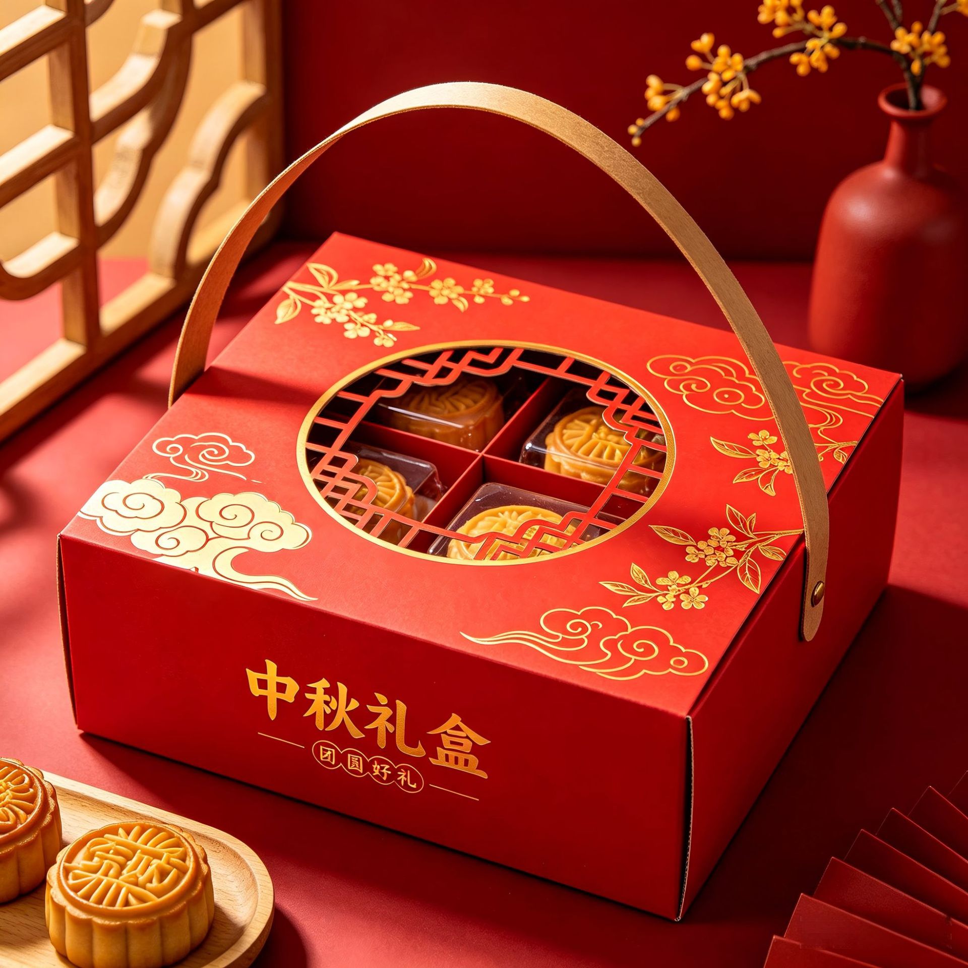 新款月饼包装盒中秋6粒装高档月饼盒子包装盒空盒礼盒定 制logo 包装厂家批发实拍高清图