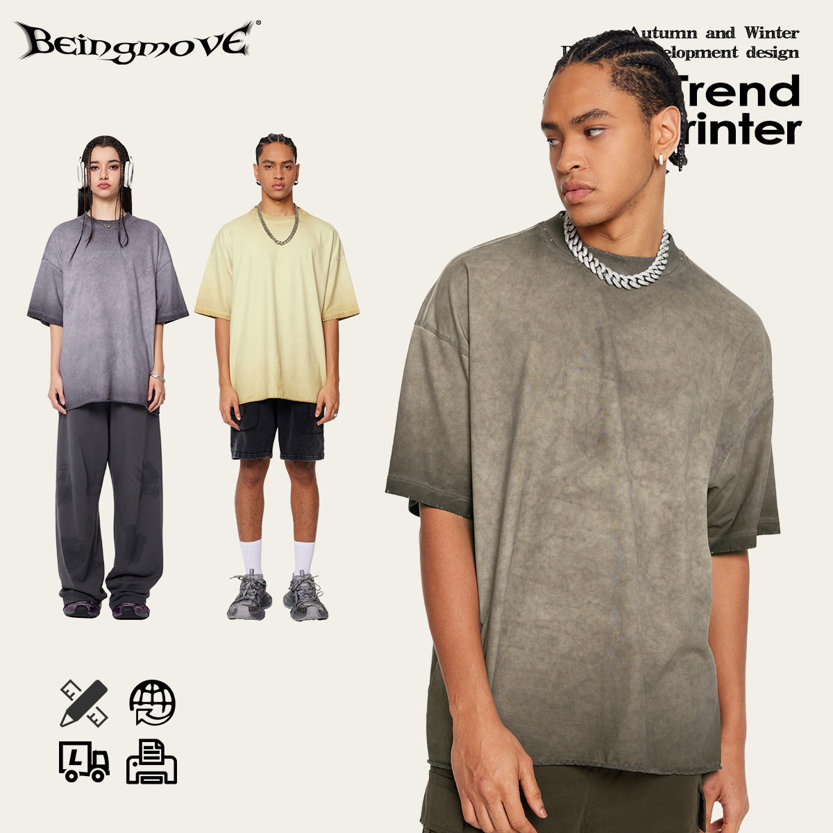 2025 verano americano marca de moda suelta gran camiseta de manga corta hombre lavado con agua hacer la vieja casa de la misma chaqueta tee ropa de hombre