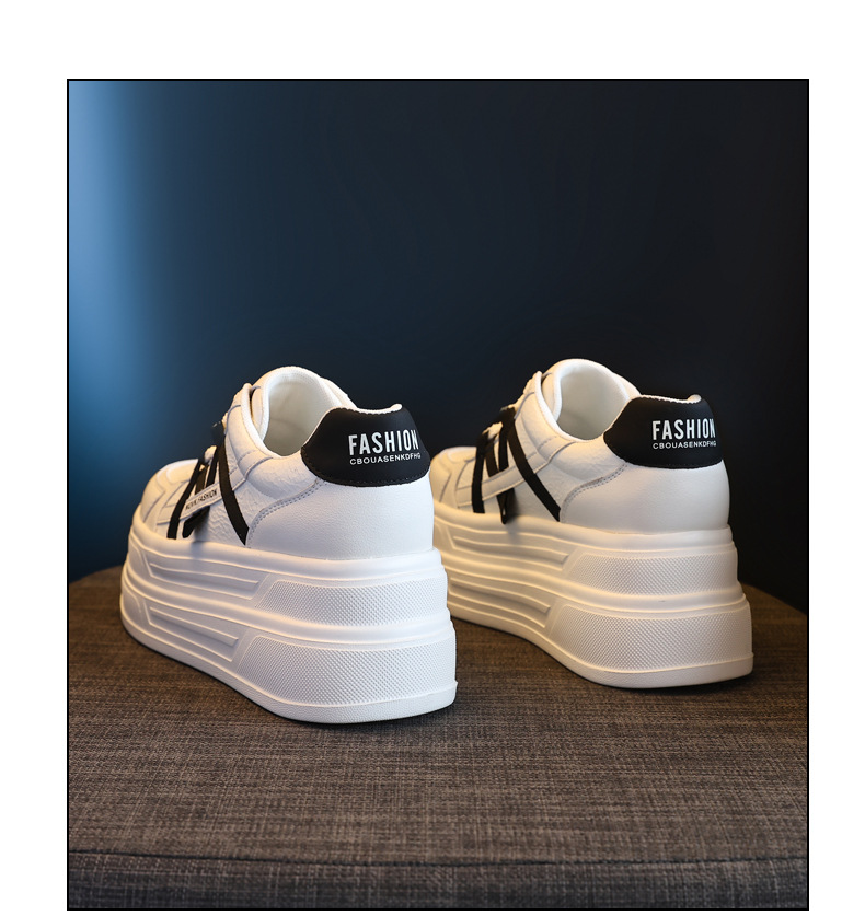 Giày sneaker nữ chunky đế dày trắng đa năng HJ5003, tăng chiều cao 9.5 cm — Màu be đen chi tiết 16