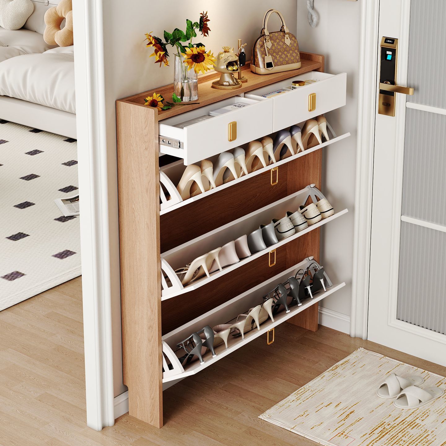 New 2025 Simple Modern Home Entryway Storage Large Capacity Shoe Rack