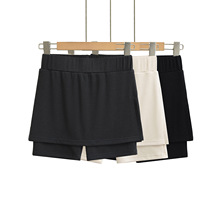 6035-25春季新款 美式简约风格纯色修身显瘦高腰侧开叉裙裤半身裙