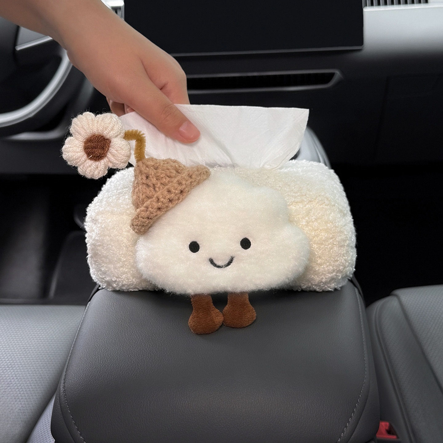 2026 New Model Car Tissue Box, Armrest Box Tissue Holder, Seat-mounted Car Tissue Bag, Cute Cloud Design for Women