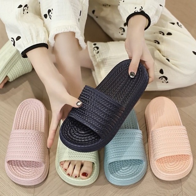 Fashionable Woven Candy-colored Couple's EVA Slippers Both Men Women, Suitable For Home Outdoor Wear, Lightweight And_voghion.com