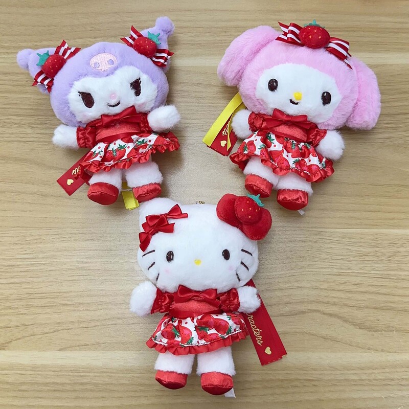 Sanrio Strawberry News 50Th Anniversary Kuromi Cat Melody Cute Stuffed Toy Doll Pendant Gift