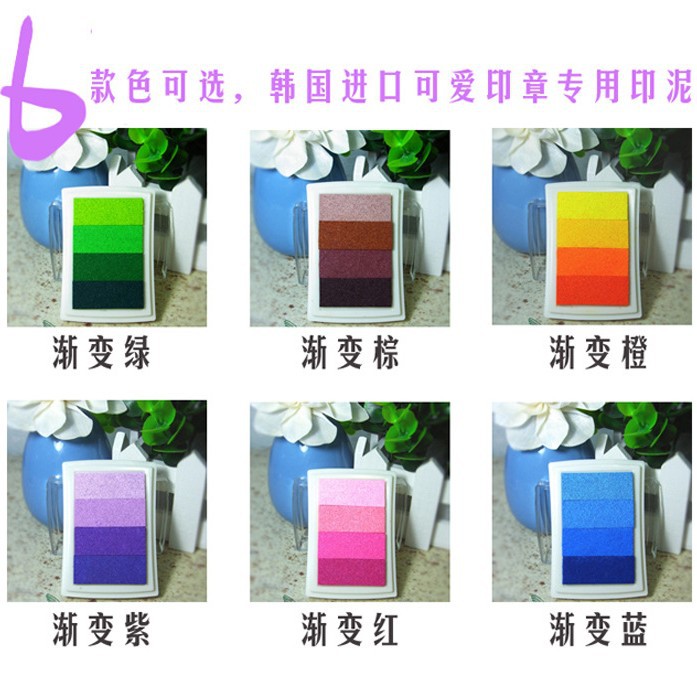 DIY cambio Arco Iris gradiente cóncavo cintura inkpad Arco Iris sello de color con inkpad 6 colores opcionales