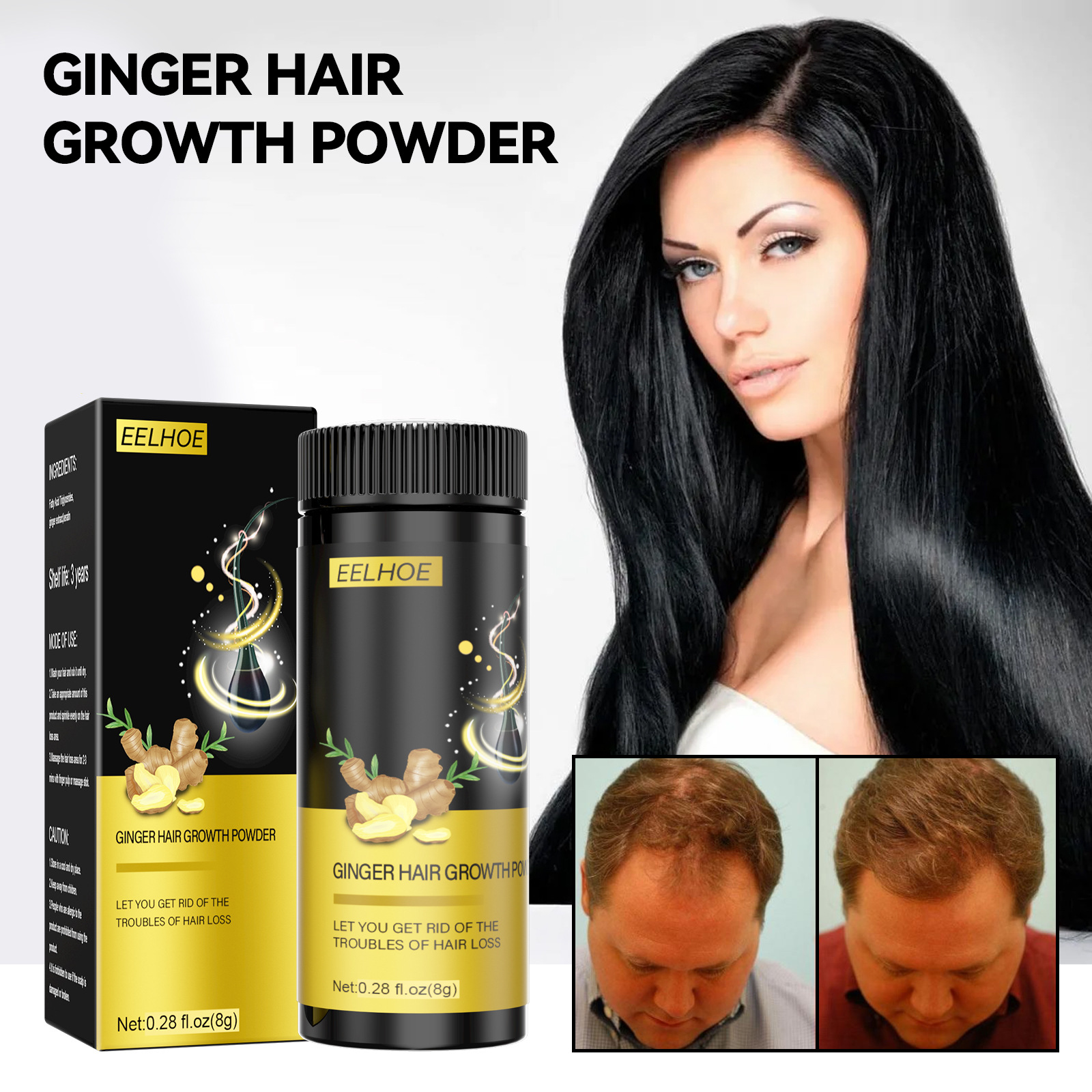 Ginger Hair EELHOE Care Po Hydrateert, voedt, versterkt en voorkomt breuk. Zwarte haarverzorging met gin_voghion.com