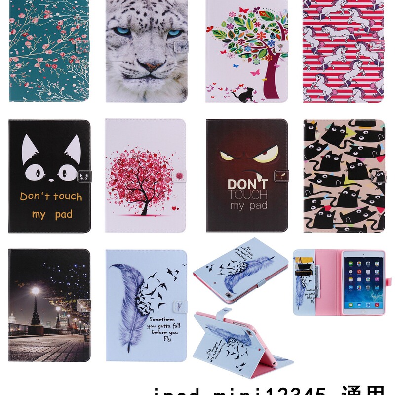 Applicable to Ipad Pro11 various cartoon animal painted tablet leather case air card holder mini2345 protection
