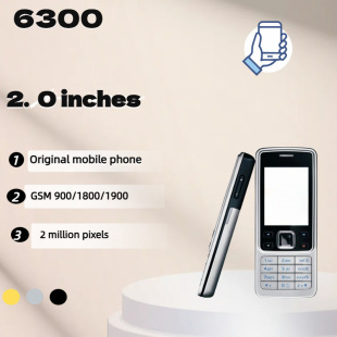 Cross-Border Export 6300 Metal Shell Button Mobile Phone 2g Backup Straight Phone for the Elderly