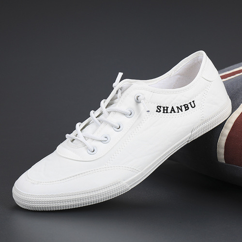 2024 Spring New Men's Breathable Canvas Shoes Korean Style Versatile Casual Old Beijing Cloth Shoes White Sneakers