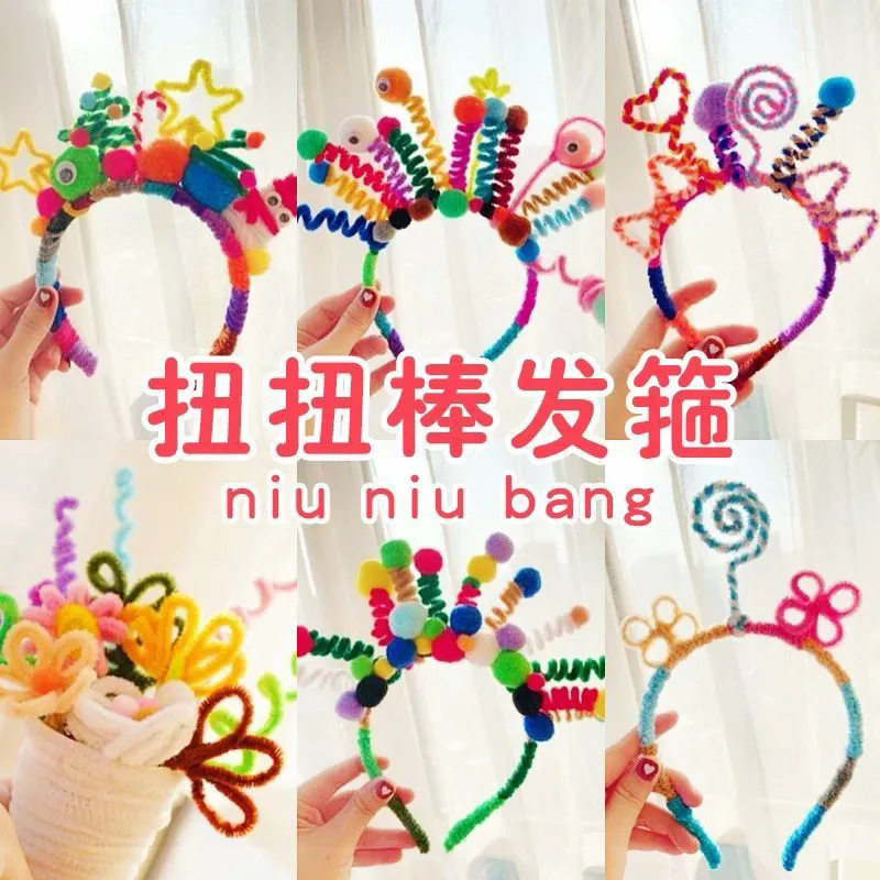 Free Shipping Hair Root Twist Stick Set DIY Material Package Velvet Strips Handmade Creative Dinosaur Hair Hoop Jewelry Accessories