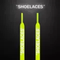 Fluorescent yellow ow letter reflective shoelaces