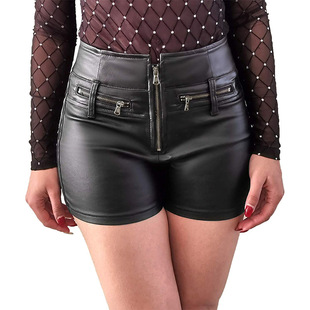 European and American Export Casual Leather Shorts for Women Wholesale 2025 Spring and Autum New Pu Leather Pants Women's Casual Short Pants