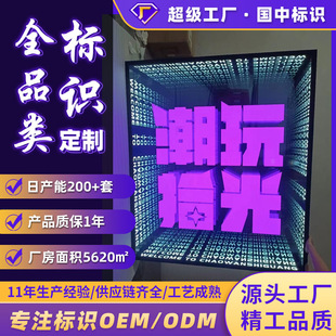 Foreign trade Amazon 3D advertising signboard neon light box Net red bar clear bar creative pattern LED abyss mirror
