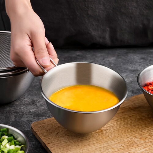 sp sauce multi-specification stainless steel egg bowl with handle for washing sesame red beans artifact stainless steel draining mesh bag