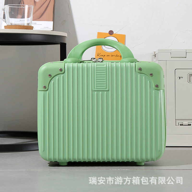 Portátil de equipaje de las mujeres pequeño ligero de 16 pulgadas mini lindo de 14 pulgadas caja de maquillaje contraseña bolsa de almacenamiento de viaje
