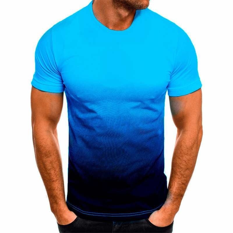 Men's Gradient Color Simple Style Round Neck Short Sleeve Loose Men's T-shirt display picture 7
