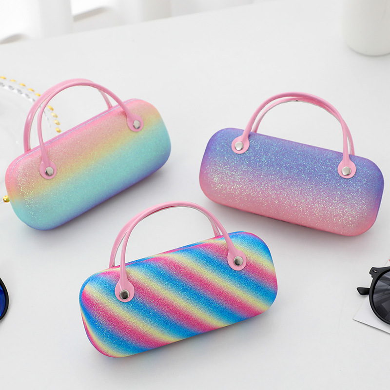 New Glitt Laser Rainbow Glasses Case Children's Handbag Coin Purse Portable Anti-pressure Folding Eye Case Pencil Case