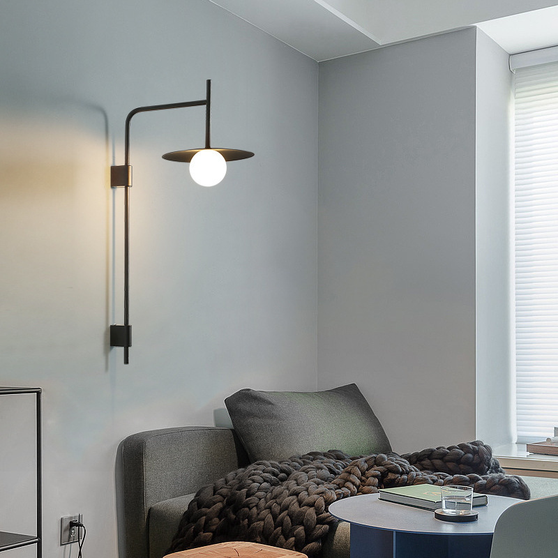 Decoración moderna cabecera de cama pared minimalista creativa estudio lámpara de pared faro de personalidad nórdica cama de sala de estar postmoderna