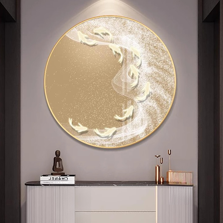 Jiuyu Jujiaitu lujoso porche pinturas decorativas mural redondo corredor restaurante entrada en la atmósfera pinturas colgantes de porcelana cristalina