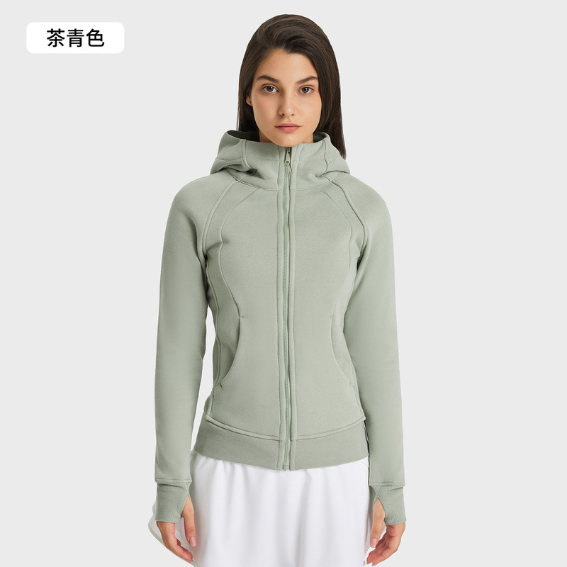 秋冬新款加厚保暖连帽运动外套女 休闲外穿瑜伽训练健身夹克DJ028|undefined