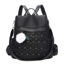 2025新款刺绣菱格休闲双肩包大容量休闲双肩背包通勤女包包批发