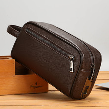 男士手提包指纹锁手拿包收纳手机腋下包爆款荔枝皮手抓男包大容量