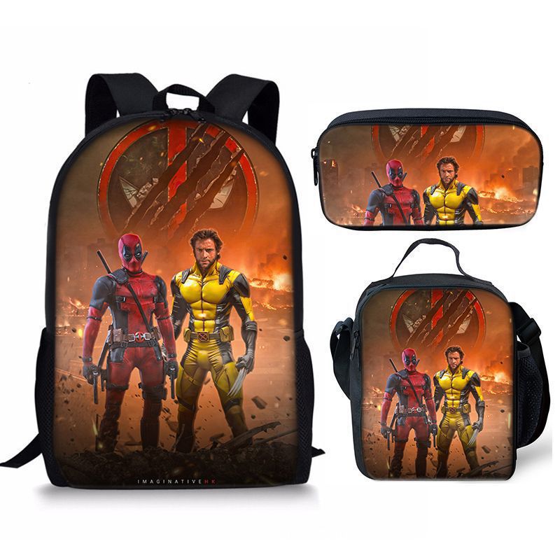 Nuevo deadpool Deadpool paquete de comida de tres piezas bolsa de lápices estudiante mochila de bebé Amazon lindo todo fósforo portátil