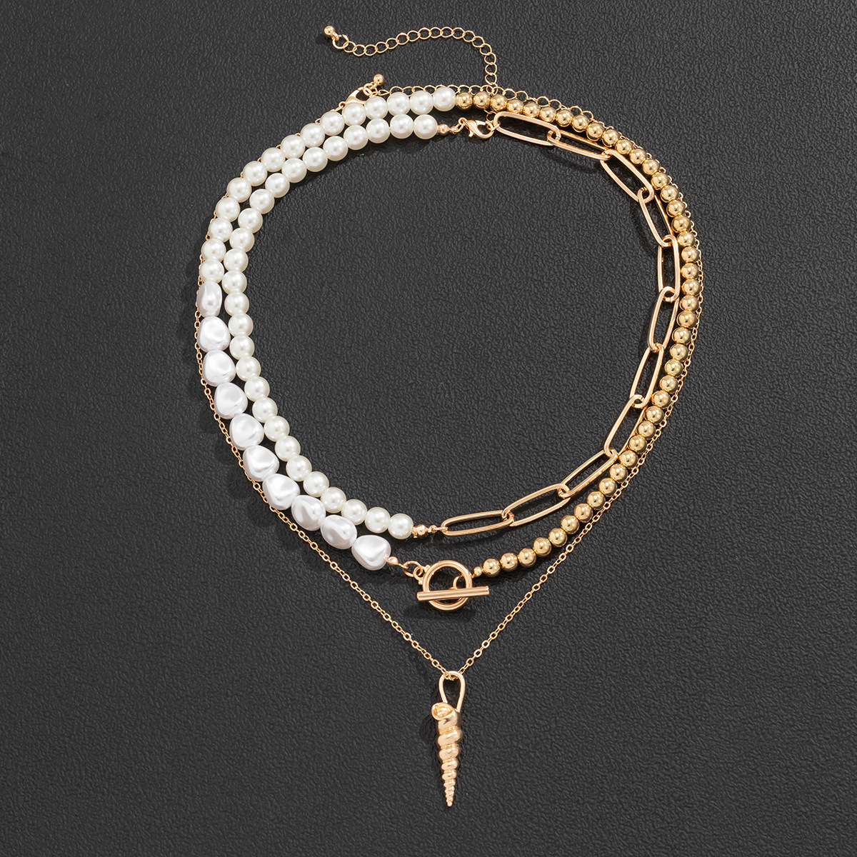 1 Piece Fashion Conch Alloy Pearl Plating Menu0027S Layered Necklaces
