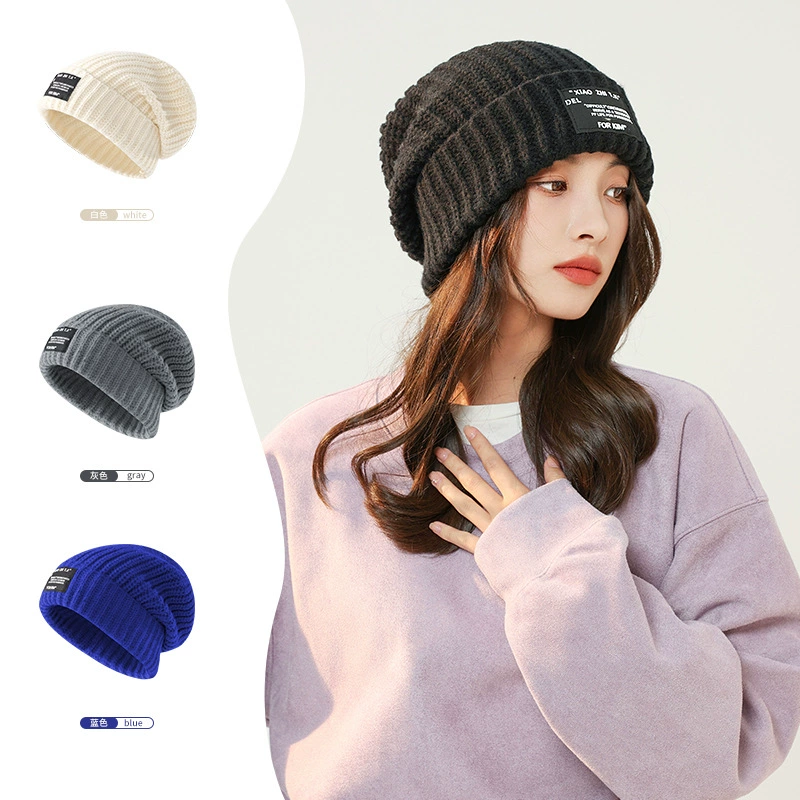 Осенне-зимние ворсовые шапки для мужчин и женщин, вязаные теплые и универсальные, большая окружность головы, демонстрация лица, маленькая уличная шерстяная шапка, модная защита ушей