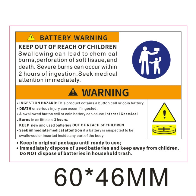 Амазонские кнопки батареи предупреждают этикетки наклейки для детей
